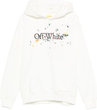 Off-white Kids Sweatshirts, male, White, 10 Y, Paint Splatter Hoodie Long Sleeve Pocket