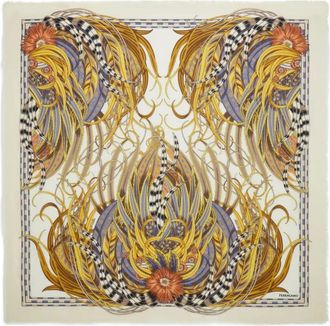 Ferragamo Rooster-print scarf - Neutrals