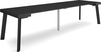 Skraut Home Mesa Consola Extensible, Mesa Comedor Plegable, 300, Para 14 Comensales, Patas De Madera, Estilo Moderno, Negro - Skraut Home