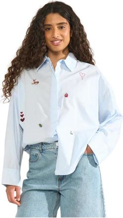 N&uuml;mph 707049 Nutenja Shirt Floaty Blue - Dames - Overhemden - Blauw - S/M - Katoen - Overhemden