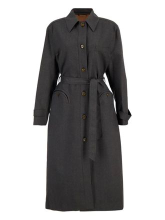 Blaz&eacute; Milano Astoria belted trench coat - women - Virgin Wool - 4 - Grey