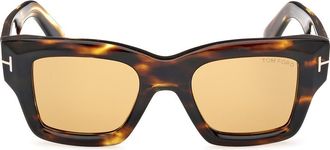 Tom Ford Ilias 50mm Square Sunglasses in Shiny Honey Brown /Amber at Nordstrom