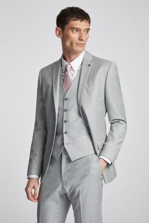 Ted Baker Mens Long Sleeve Slim Fit Suit Jacket in Silver Wool - Size 38 (Chest)