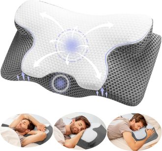 OEM Almohada Cervical De Espuma Viscoel&aacute;stica - 60x34x13/10cm - Ortop&eacute;dica - Para Dormir De Lado, Boca Arriba O Boca Abajo