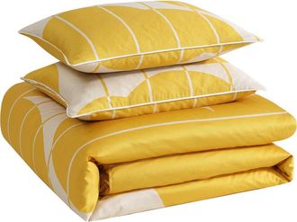 Marimekko Vesi Unikko Organic Cotton Duvet Cover & Sham Set in Open Medium Yellow at Nordstrom, Size Full