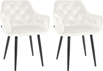 Clp Clp - Juego De 2 Sillas De Comedor Stanley En Terciopelo Crema