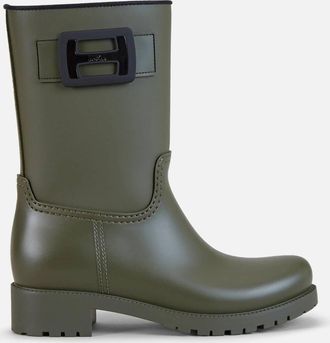 Hogan Womens H583 Rain Boots In Green