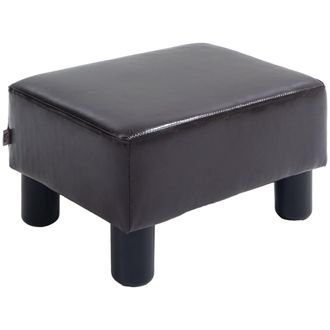 HOMCOM Chic Faux Leather Footstool Ottoman Cube With 4 Plastic Legs Brown | TJ Hughes