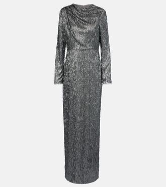 Erdem Sequined draped maxi dress