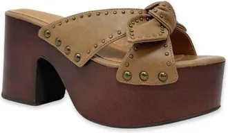 Shushop Eliza Platform Slide Sandal in Camel at Nordstrom, Size 8.5