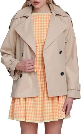Avec Les Filles Double Breasted Short Trench Coat in Stone at Nordstrom, Size Xx-Small