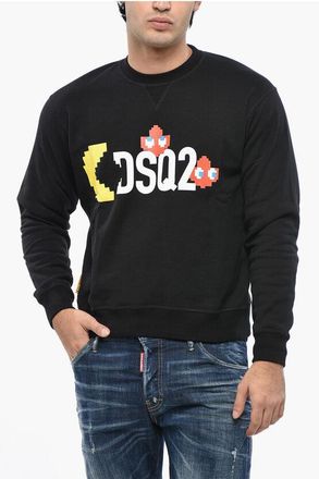 Dsquared2 PAC-MAN Fleeced-Cotton Crew-neck Sweatshirt size Xxl