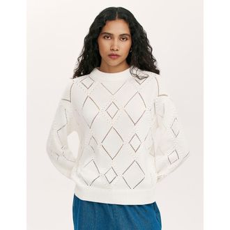 Finery Odette Round Neck Knitted Sweater in Ivory at Nordstrom, Size 10
