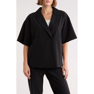 Bernardo Knit Gabardine Blazer Shirt in Black at Nordstrom Rack, Size Xx-Large