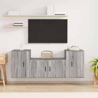 vidaXL Set De Muebles Para Tv 3 Pzas Madera Contrachapada Gris Sonoma Vidaxl