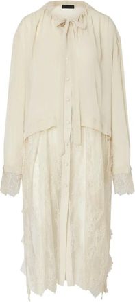 Liu Jo Lange blouse met kanten details - Dames - Shirt Kleedjes - Beige - M - Kleedjes
