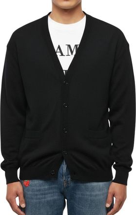 Moschino Black Textured V Neck Cardigan