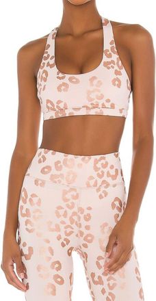 Spiritual Gangster Reana Sports Bra 2.0 In Rose Gold With Lux Cheetah Print