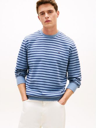 Tommy Hilfiger Mens Stripe Terry Crewneck Sweatshirt - Blue - XXXL