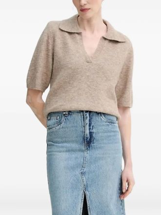 Gestuz GZalpha polo-collar short-sleeve T-shirt - Neutrals