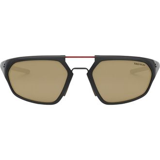 Tag Heuer Line 55mm Polarized Geometric Sunglasses in Black/Other /Brown Polarized at Nordstrom Rack