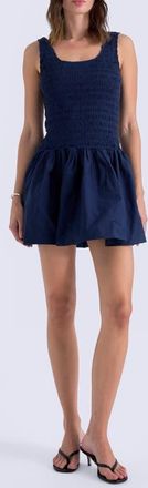 Pistola Denim Ilona Smocked Bodice Fit & Flare Minidress in Peacoat at Nordstrom, Size X-Small