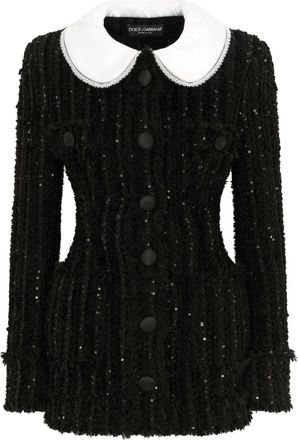 Dolce & Gabbana sequinned tweed jacket - women - Polyamide/Acrylic/Cotton/Viscose/Polyester/Silk/Virgin Wool - 42 - Black