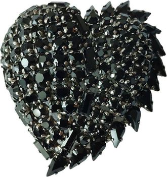Saint Laurent Black Crystal Embellished Brooch