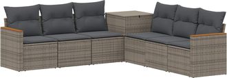 vidaXL Juego De Sof&aacute; 7 Uds. Gris Y Gris Oscuro Rat&aacute;n Sint&eacute;tico Y Acero Vidaxl