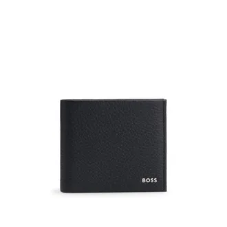 BOSS Grained-leather wallet with metal logo