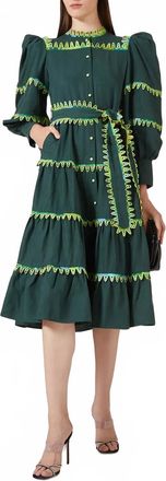 Celia B Hasu Tiered Midi Dress In Green
