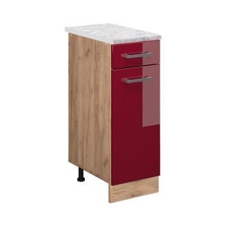 Vicco Mobiletto base per cucina R-Line, Rosso bordeaux lucido, 30 cm pl Marmo