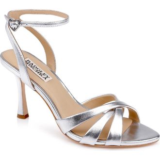 Badgley Mischka Xeilani Ankle Strap Sandal in Silver Leather at Nordstrom, Size 6.5