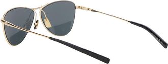 Saint Laurent Womens Gold Tone Sunglasses With Engraved Logo Metallic Metal