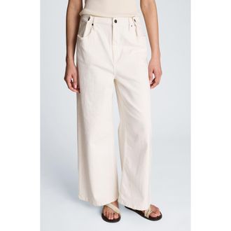 Kenneth Cole Adjustable Waist Wide Leg Pants in Pure White at Nordstrom, Size 12