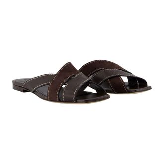 Tod's Leather Crossover Slide - Brown