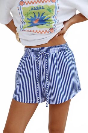 Runaway The Label Tilka Stripped Shorts In Blue