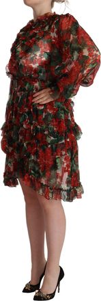 Dolce & Gabbana Womens Multicolor Red Floral Silk Long Maxi Dress