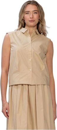 Lina Locchi Overhemden, Dames, Beige, S, Linnen, Dames Blouses Ll-adelina