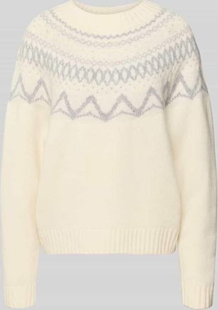 Fynch-Hatton Fynch-Hatton Relaxed Fit Pullover aus reiner Wolle in Strick-Optik in Offwhite, Größe XXL