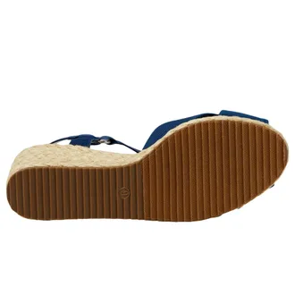 Anne Klein Esther Wedge Sandals Navy Stretch ESTH01F9-410 Womens