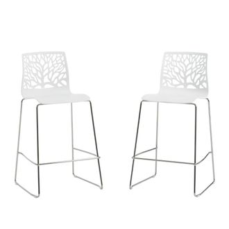 Siediti Fuori e Dentro Pareja de taburetes de cocina de resina con fibra de vidrio blanco