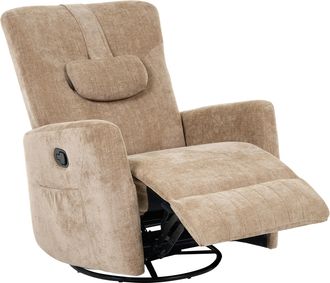 Beliani Sill&oacute;n Reclinable Manual Con Giro De 360&deg; Reposacabezas Coj&iacute;n Tapizado De Chenilla Marr&oacute;n Rea