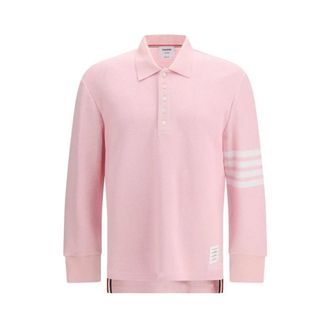 Thom Browne Polo Shirts, male, Pink, Size: 2XL Cotton Polo Shirt with Design