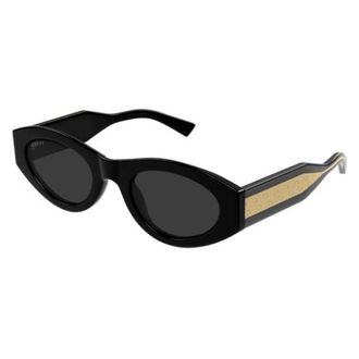 Gucci Oval Frame Sunglasses - female - Gucci - Sunglasses - Black - 52 MM - Accessories