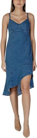 Desigual Blue Cotton Long Dress - Dames - Korte kleedjes - Blauw - L - Katoen - Kleedjes