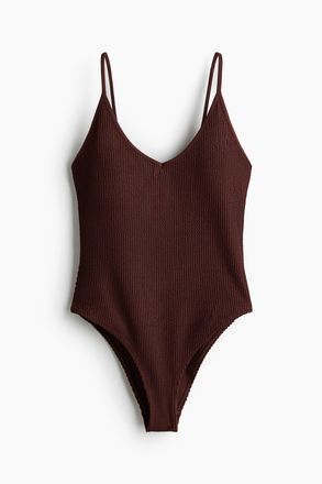 H&M Badeanzug mit wattierten Cups und High Leg - Brown