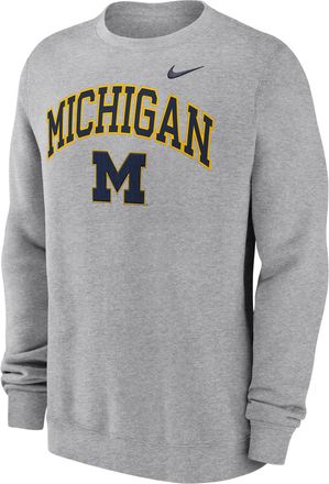 Nike Michigan Arch Nike Mens College Pullover Crew in Grey | NKPU06GMWN-Y48