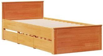 vidaXL Vidaxl - Bed Frame without Mattress with Headboard Wax Brown 90x190 cm Single Solid Wood Pine