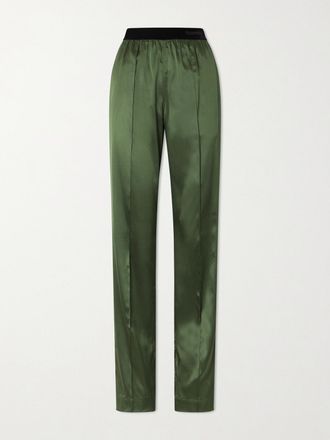 Tom Ford Pantaloni In Raso Di Misto Seta - Verde